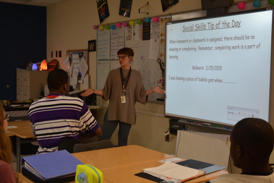 Mrs.+Carr+teaches+lessons+to+her+students.