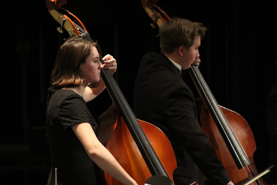 Hana Donnelly performs in an orchestra concert.