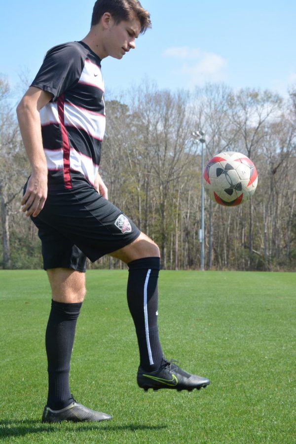 Posnanski juggles a soccer ball while training at Wando High School. After making varsity in the first wave of Freshman ever in 2017, he is looking forward to the shot at being a four ring senior in 2020. 