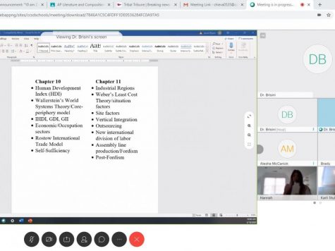 Dr. Brisini teaches students via Cisco Webex on March 18. Brisini has been at the forefront for helping plan the transition to online school at Wando. 