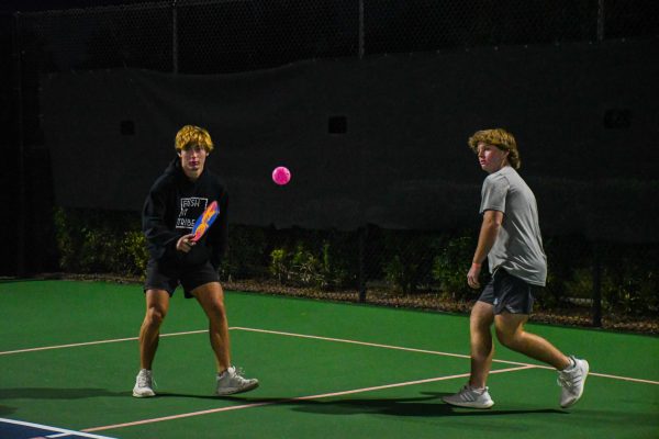Senior Nico Boccabella (left) played pickleball with his friends over the 
summer and was eager that Wando had its own club. “I met some people I 
[had not] known before and it is a good community,” Boccabella said. 