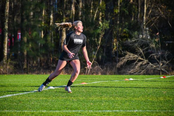Senior Kylie Cino practices often for her last high school soccer season. “It’s more of a responsibility stepping up and being a captain and a senior,” Cino 
said.