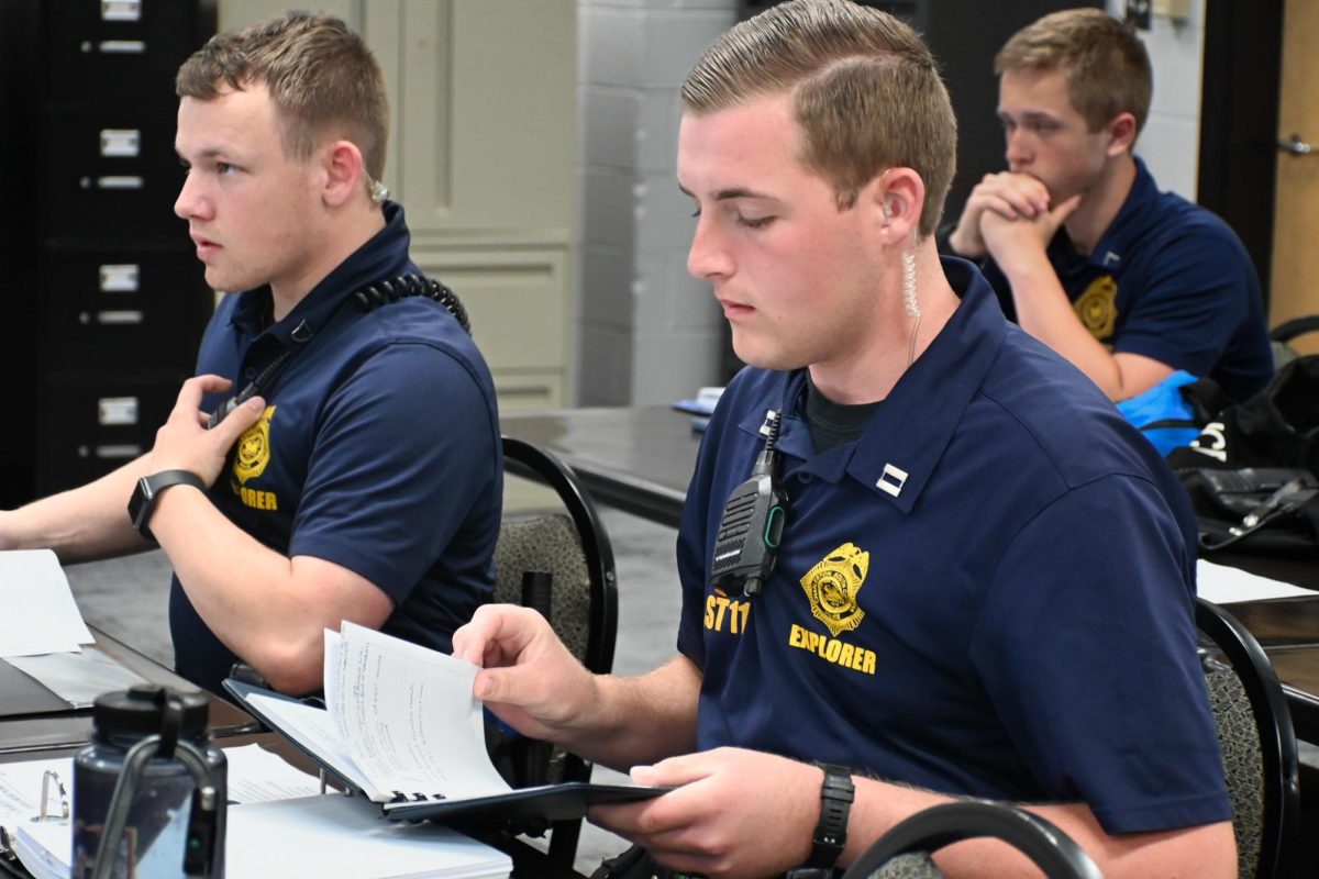 In addition to field training, the explorers also train in a classroom 
environment. “We are reviewing the indicators for the standardized field 
sobriety test for a DUI investigation,” Neal said.