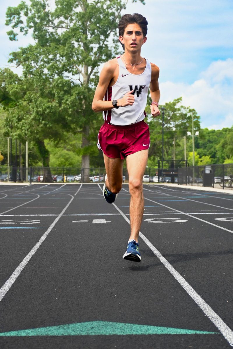 Senior Jake Liebert trains in May for his upcoming state meet where he ran both the mile and two mile. “I’m
just having fun. I want to end the mile and two mile on a high note [and] just try and make it as memorable as possible try and show everyone what I should be remembered for... [and] go out on my own terms,” Liebert said.