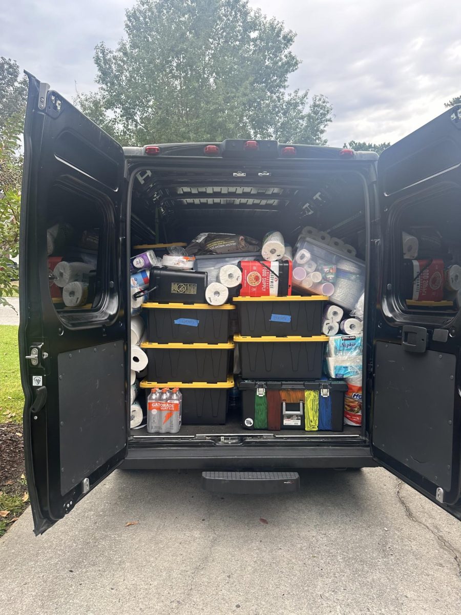 After Crompton's fundraiser exploded beyond her expectations, she led a convoy of multiple cars, vans, and trucks to help the people in need in North Carolina.