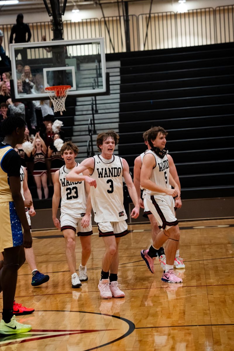 Senior Tait Horine celebrates after a close victory against Berkeley.